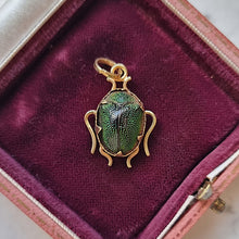 Load image into Gallery viewer, Antique 14ct Yellow Gold Scarab Beetle Pendant