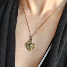 Load image into Gallery viewer, 9ct Yellow Gold Emerald Celtic Cross Pendant