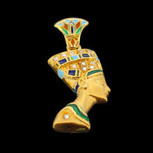Load image into Gallery viewer, 18ct Yellow Gold Diamond and Enamel Nefertiti Pendant