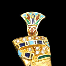 Load image into Gallery viewer, 18ct Yellow Gold Diamond and Enamel Nefertiti Pendant