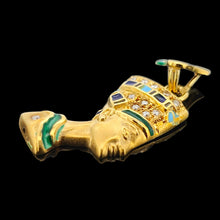Load image into Gallery viewer, 18ct Yellow Gold Diamond and Enamel Nefertiti Pendant