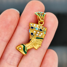 Load image into Gallery viewer, 18ct Yellow Gold Diamond and Enamel Nefertiti Pendant