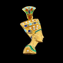 Load image into Gallery viewer, 18ct Yellow Gold Diamond and Enamel Nefertiti Pendant
