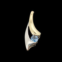 Load image into Gallery viewer, 9ct Yellow and White Gold Aquamarine Pendant on a black background