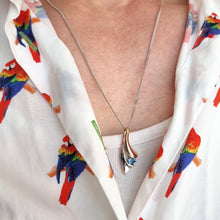 Load image into Gallery viewer, 9ct Yellow and White Gold Aquamarine Pendant modelled, with curb link chain