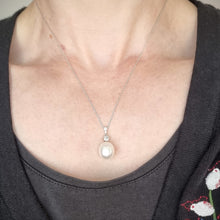 Load image into Gallery viewer, 18ct White Gold Pearl and Diamond Pendant Necklace, 0.30ct modelled