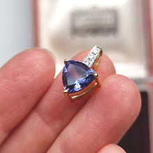 Load image into Gallery viewer, 18ct Yellow Gold Tanzanite and Diamond Pendant, 1.79ct in hand
