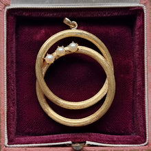 Load image into Gallery viewer, Vintage 14k Gold Pearl Double Circle Pendant front