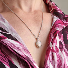 Load image into Gallery viewer, 18ct White Gold Opal and Diamond Cluster Pendant modelled with chain