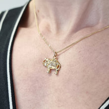 Load image into Gallery viewer, 18ct Gold Diamond Elephant Pendant modelled with chain