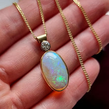 Load image into Gallery viewer, Vintage 18ct Gold Opal and Diamond Pendant, 4.00ct in hand