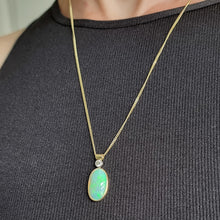 Load image into Gallery viewer, Vintage 18ct Gold Opal and Diamond Pendant, 4.00ct modelled with chain