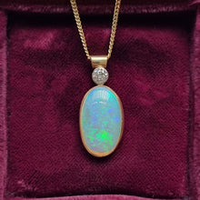 Load image into Gallery viewer, Vintage 18ct Gold Opal and Diamond Pendant, 4.00ct in box