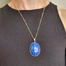 Load image into Gallery viewer, Large Vintage 9ct Gold Lapis Lazuli Pendant modelled with chain