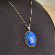 Load image into Gallery viewer, Large Vintage 9ct Gold Lapis Lazuli Pendant modelled with chain