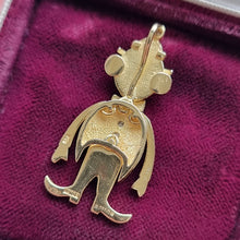 Load image into Gallery viewer, Vintage 18ct Gold Diamond Articulated Clown Pendant back