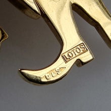 Load image into Gallery viewer, Vintage 18ct Gold Diamond Articulated Clown Pendant maker's stamp