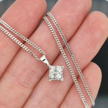 Load image into Gallery viewer, 18ct White Gold Princess Cut Diamond Pendant 0.50ct with Chain