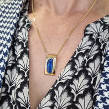 Load image into Gallery viewer, Vintage 14ct Yellow Gold Black Opal Pendant modelled with chain