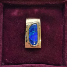 Load image into Gallery viewer, Vintage 14ct Yellow Gold Black Opal Pendant front, in box