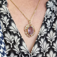 Load image into Gallery viewer, Antique 9ct Rose Gold Amethyst Pendant modelled with chain