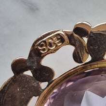 Load image into Gallery viewer, Antique 9ct Rose Gold Amethyst Pendant stamp on back