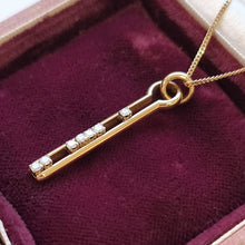 Load image into Gallery viewer, Vintage 18ct Yellow Gold Diamond Keyhole Pendant in box, with chain