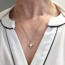 Load image into Gallery viewer, Victorian 18ct Gold Opal and Old Cut Diamond Pendant modelled with chain