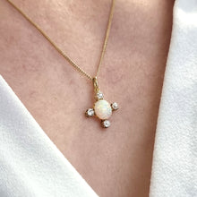 Load image into Gallery viewer, Victorian 18ct Gold Opal and Old Cut Diamond Pendant modelled with chain