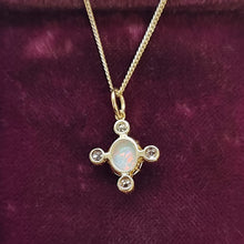 Load image into Gallery viewer, Victorian 18ct Gold Opal and Old Cut Diamond Pendant back of pendant