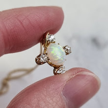 Load image into Gallery viewer, Victorian 18ct Gold Opal and Old Cut Diamond Pendant in hand