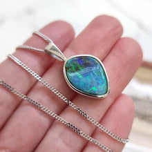Load image into Gallery viewer, 18ct White Gold Boulder Opal Pendant in hand