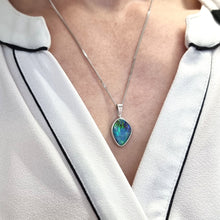 Load image into Gallery viewer, 18ct White Gold Boulder Opal Pendant modelled with chain