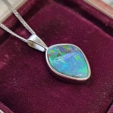 Load image into Gallery viewer, 18ct White Gold Boulder Opal Pendant front, in box
