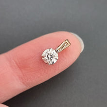 Load image into Gallery viewer, 18ct Yellow & White Gold Brilliant Cut and Baguette Cut Diamond Pendant on finger