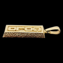 Load image into Gallery viewer, Vintage 9ct Yellow Gold Solid Ingot Pendant, 13.5 grams, side view, on a black background