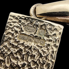 Load image into Gallery viewer, Vintage 9ct Yellow Gold Solid Ingot Pendant, 13.5 grams, close-up of the Sheffield 1999 hallmark