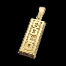 Load image into Gallery viewer, Vintage 9ct Yellow Gold Solid Ingot Pendant, 13.5 grams, on a black background