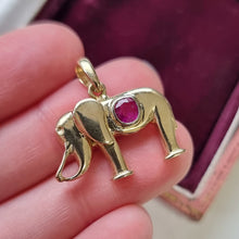 Load image into Gallery viewer, 14k Yellow Gold Ruby Elephant Pendant