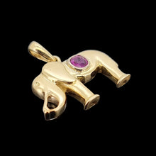 Load image into Gallery viewer, 14k Yellow Gold Ruby Elephant Pendant