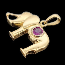 Load image into Gallery viewer, 14k Yellow Gold Ruby Elephant Pendant