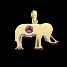 Load image into Gallery viewer, 14k Yellow Gold Ruby Elephant Pendant