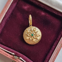 Load image into Gallery viewer, Antique 15ct Gold Emerald and Pearl Mourning Locket Back Pendant