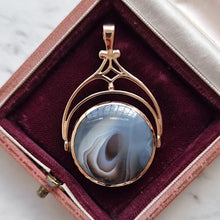 Load image into Gallery viewer, Vintage 9ct Rose Gold Mother of Pearl and Agate Swivel Pendant