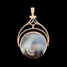 Load image into Gallery viewer, Vintage 9ct Rose Gold Mother of Pearl and Agate Swivel Pendant