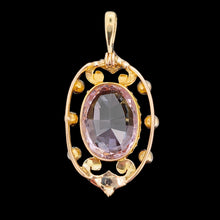 Load image into Gallery viewer, Antique 9ct Yellow Gold Amethyst and Seed Pearl Pendant