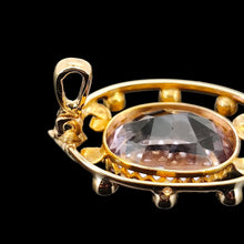 Load image into Gallery viewer, Antique 9ct Yellow Gold Amethyst and Seed Pearl Pendant
