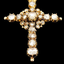 Load image into Gallery viewer, Antique 18ct Yellow Gold Rose Cut Diamond Cross Pendant