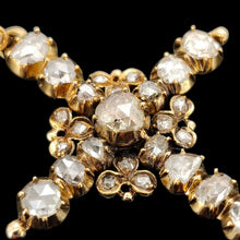 Load image into Gallery viewer, Antique 18ct Yellow Gold Rose Cut Diamond Cross Pendant