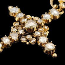 Load image into Gallery viewer, Antique 18ct Yellow Gold Rose Cut Diamond Cross Pendant